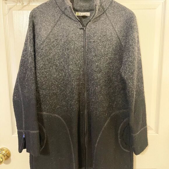 Dakini Charcoal Wool Zip-Up Jacket - Picture 1 of 11